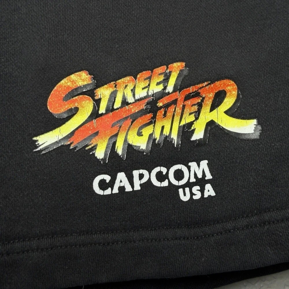 Chalk Line Street Fighter Capcom USA Fleece Sweat Shorts Black Mens M Gaming